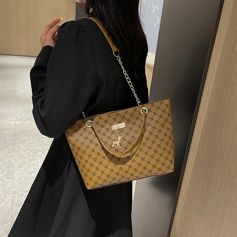 Shoulder Bag - with Chain Leather Strap & Bambi Charm