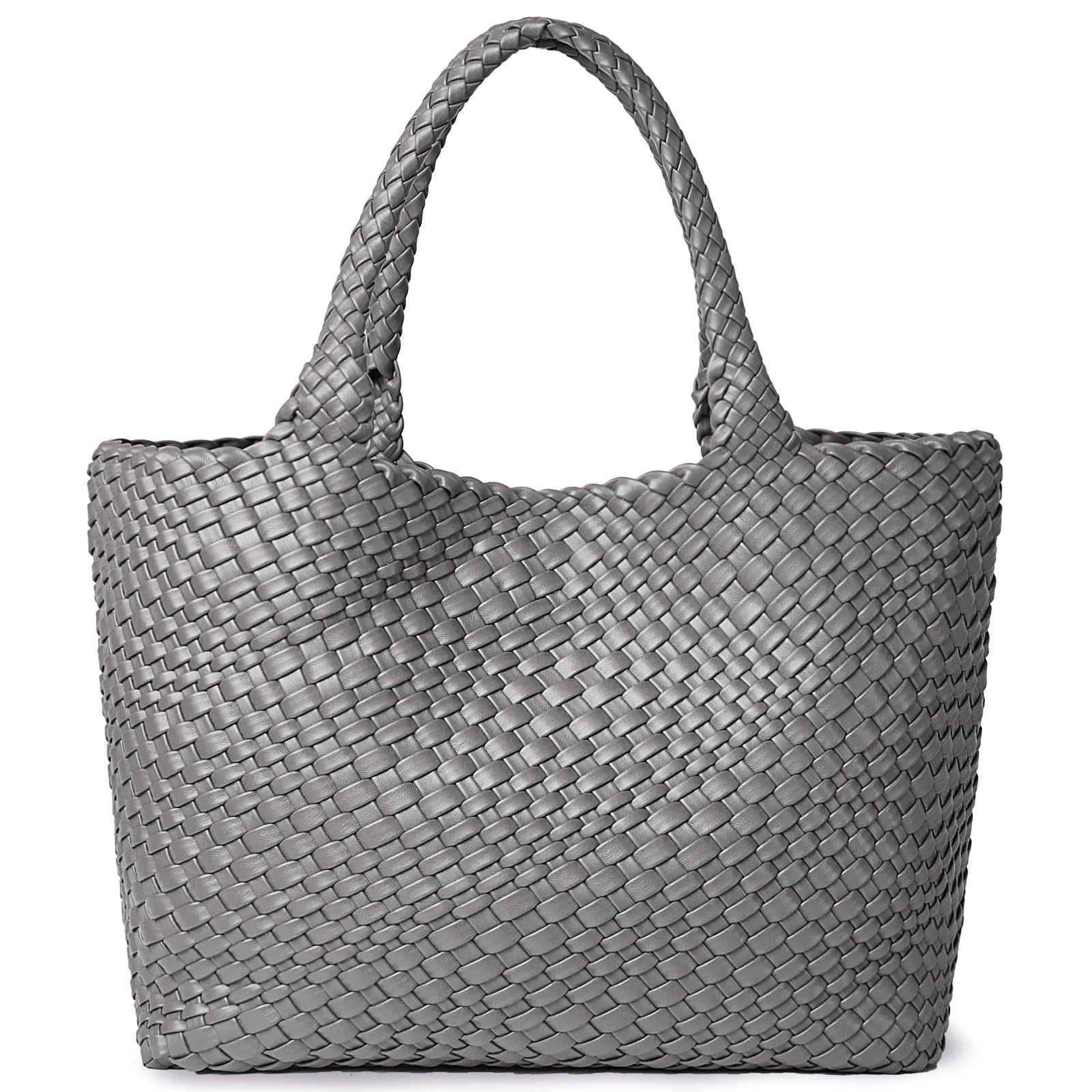 Woven Tote Bag Womens Purse Vegan Leather Shoulder Handbags - Fashion Summer Beach Tote Bags - Large Travel Totes