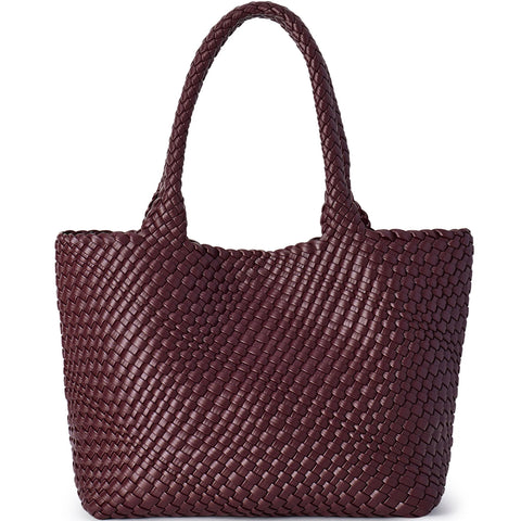 Woven Tote Bag - Vegan Leather Large Shoulder Handbag
