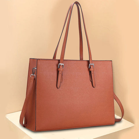 Ladies 15.6 Inch Notebook Tote Bag PU Leather Laptop Multi pocket Large Capacity Waterproof Women Business Travel Handbag