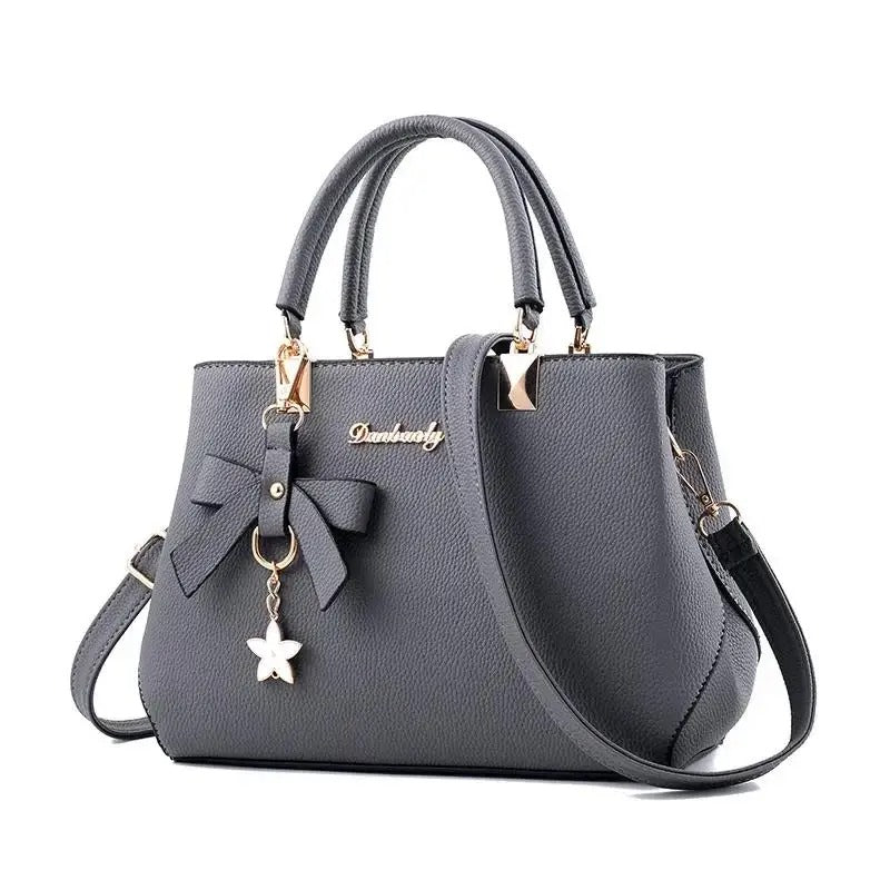 Top Handle Bag - Tote Bag with Flower Pendant
