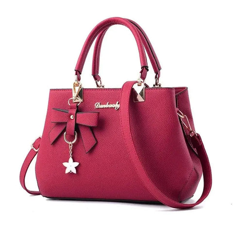 Top Handle Bag - Tote Bag with Flower Pendant