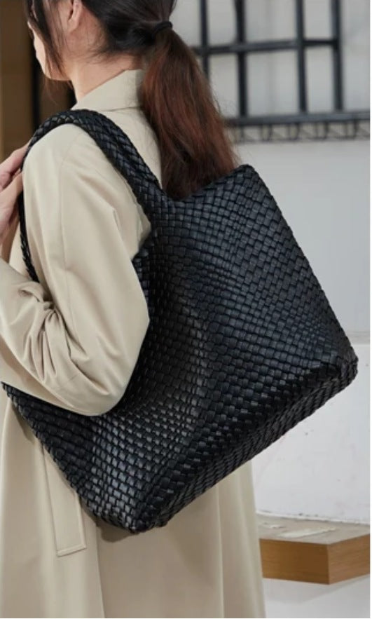 Woven Tote Bag - Large Shoulder Handbag