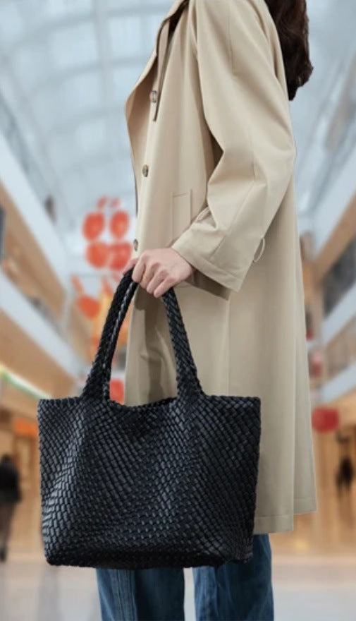 Woven Tote Bag - Large Shoulder Handbag